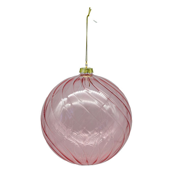 15cm Pink Swirl Transparent Ball - Seasonal Decor