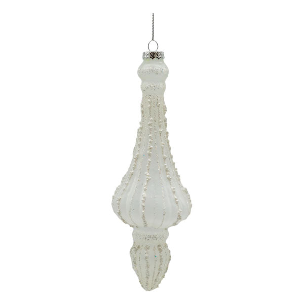 21cm Clear Frosted Finial - Seasonal Decor