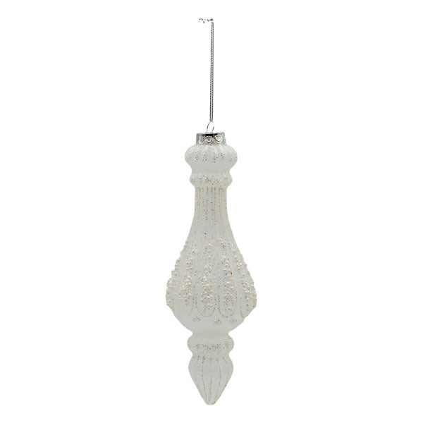 20cm Clear Frosted Finial - Seasonal Decor
