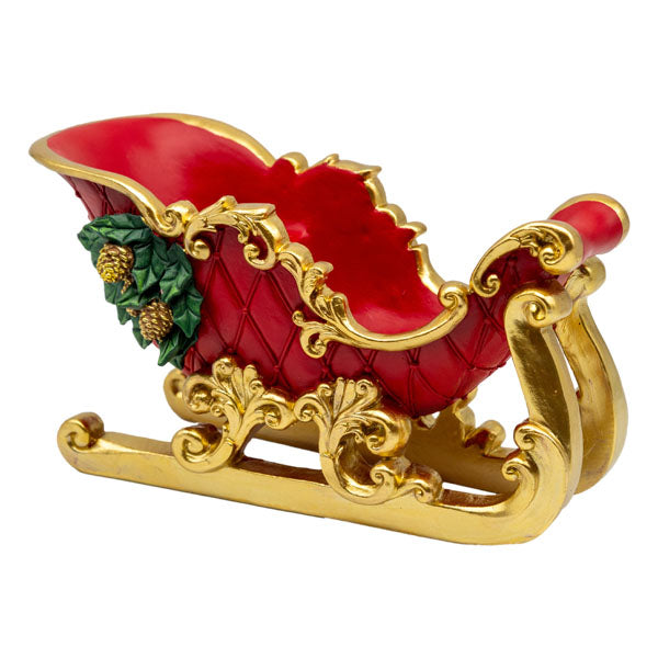 Red And Gold Sleigh - Seasonal Decor