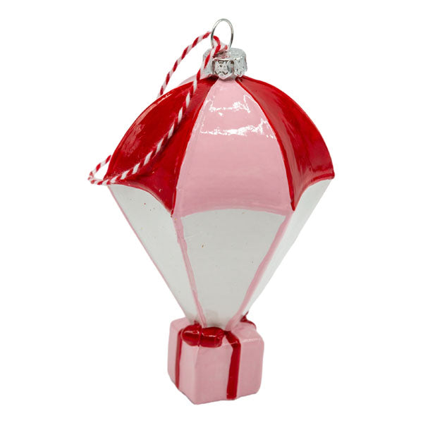 Hot Air Balloon Pink Red Hanging Ornament - Seasonal Decor