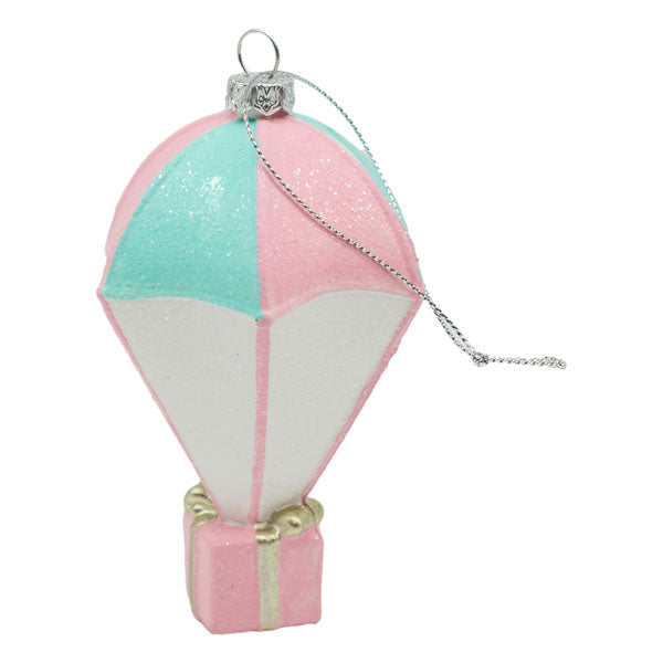 Hot Air Balloon Pink Blue Hanging Ornament - Seasonal Decor