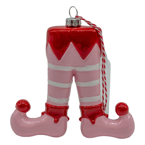 Elf Legs Pink Red Hanging Ornament - Seasonal Decor