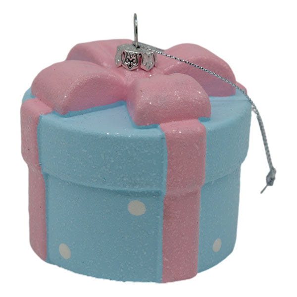 Hat Box Pink Blue Hanging Ornament - Seasonal Decor