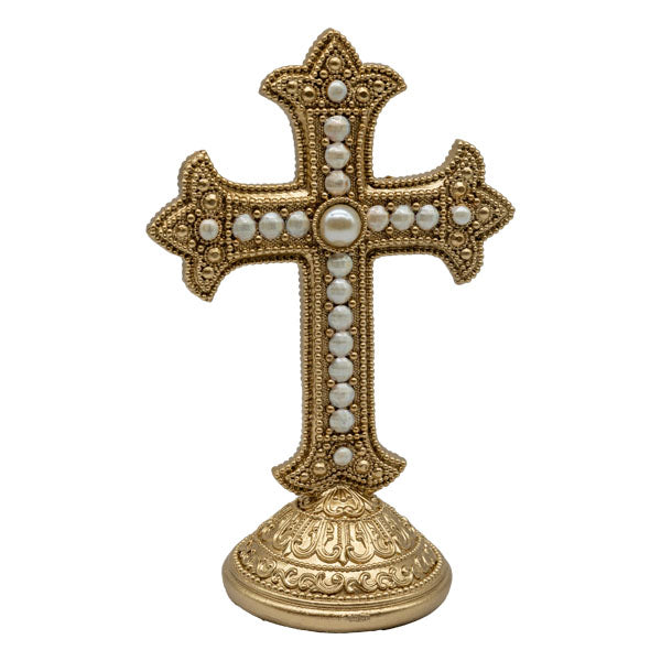 24cm Pearl Standing Cross - Seasonal Decor