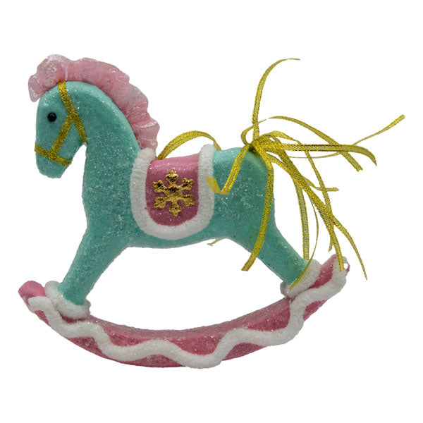 Pink Blue Rocking Horse - Seasonal Decor