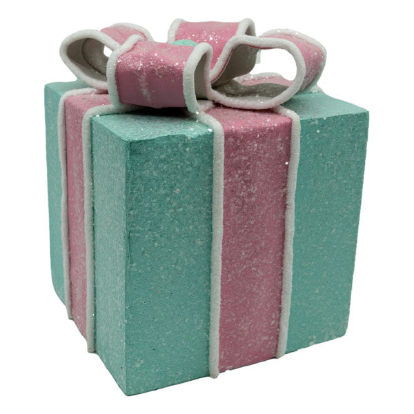 Lg Pink Blue Present Ornament - Seasonal Decor