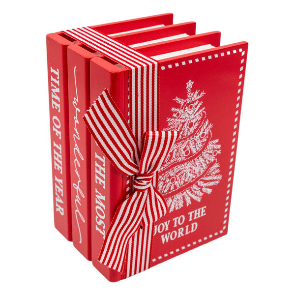 Red Book Stack Deco - Seasonal Decor
