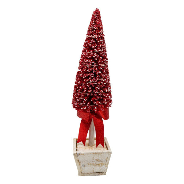 Med Red Tree White Pot - Seasonal Decor