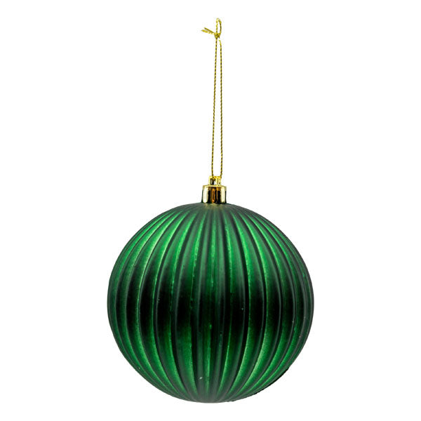 10cm Ball Lined Green - Seasonal Decor