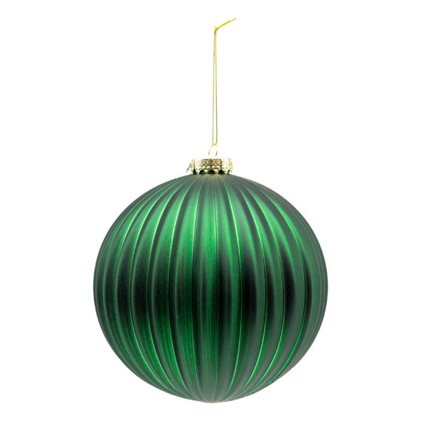 15cm Ball Lined Green - Seasonal Decor