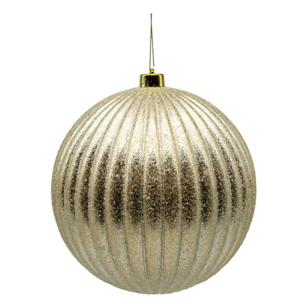 20cm Lined Glitter Champagne Ball - Seasonal Decor