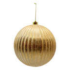 20cm Lined Glitter Gold Ball - Seasonal Decor