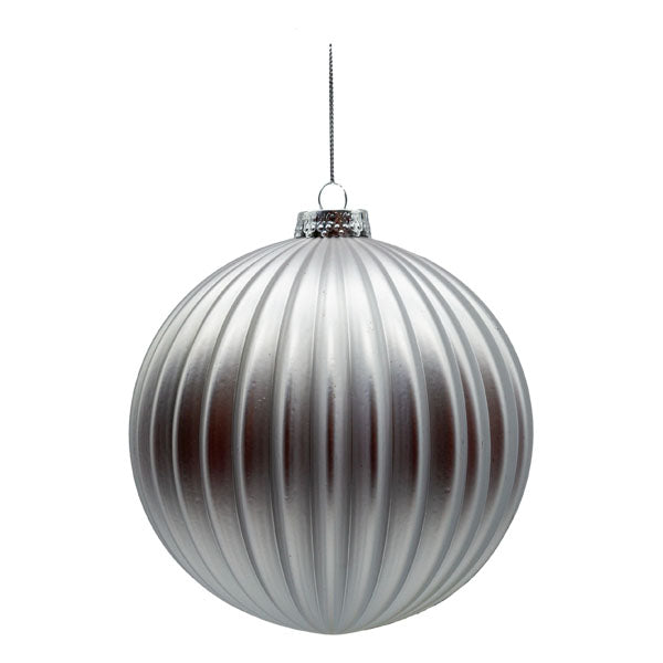 15cm Ball Lined Silver - Seasonal Decor