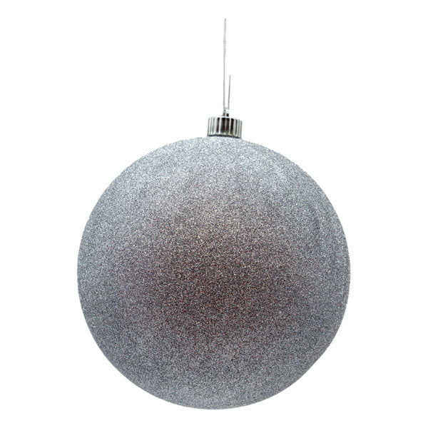20cm Glitter Silver Ball - Seasonal Decor
