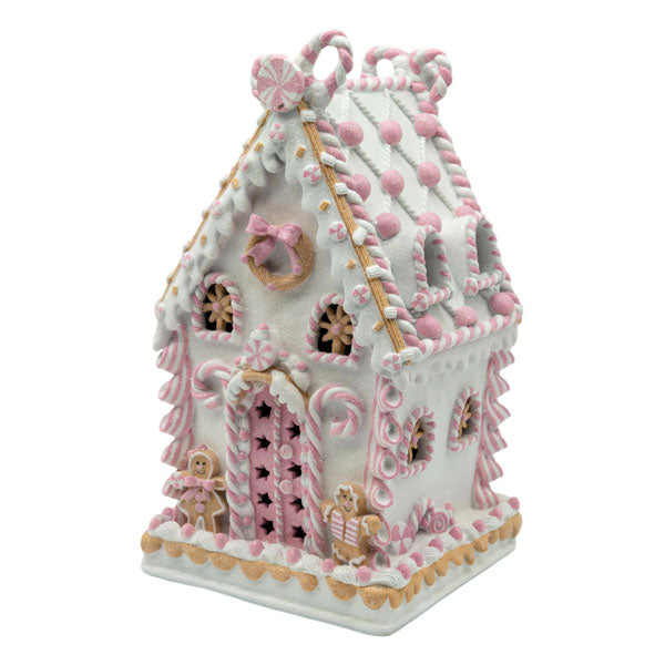 37cm Pink Led Gingerbread House - Seasonal Decor