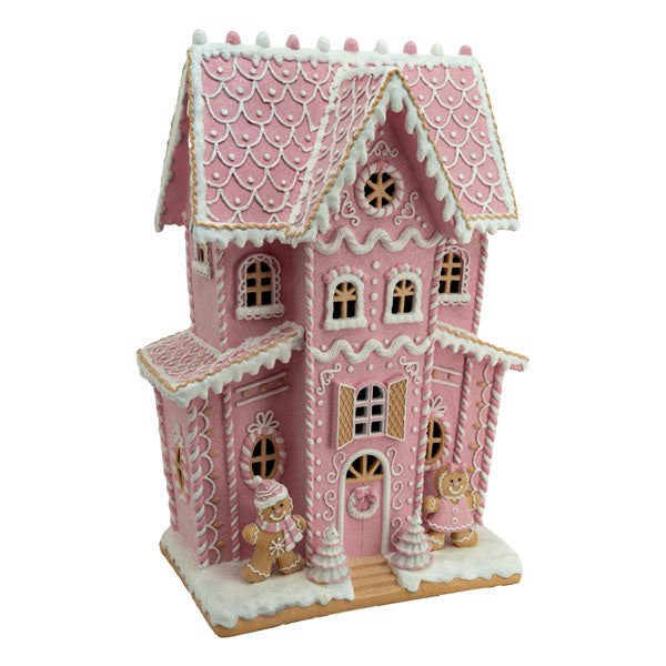 76cm Pink Led Gingerbread House - Seasonal Decor
