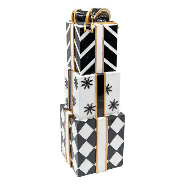 51cm Black And White Gift Stack - Seasonal Decor