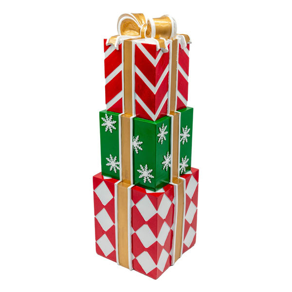 51cm Red And Green Gift Stack - Seasonal Decor