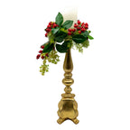 Gold Floral Candlestick Med - Seasonal Decor