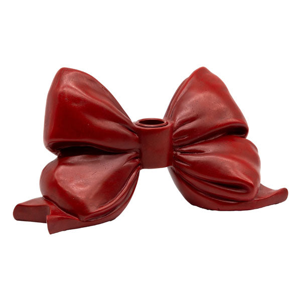 Red Bow Candle Holder - Seasonal Decor