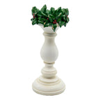 White Candlestick Holly Lge - Seasonal Decor