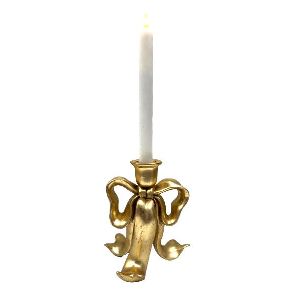 Gold Bow Candle Holder Sm - Seasonal Decor