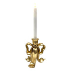 Gold Bow Candle Holder Sm - Seasonal Decor
