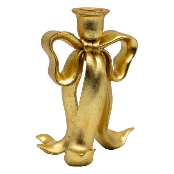 Gold Bow Candle Holder Lge - Seasonal Decor