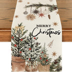 Natural Potted Trees Table Runner - Seasonal Decor