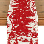 Red Snowy Scene Table Runner - Seasonal Decor