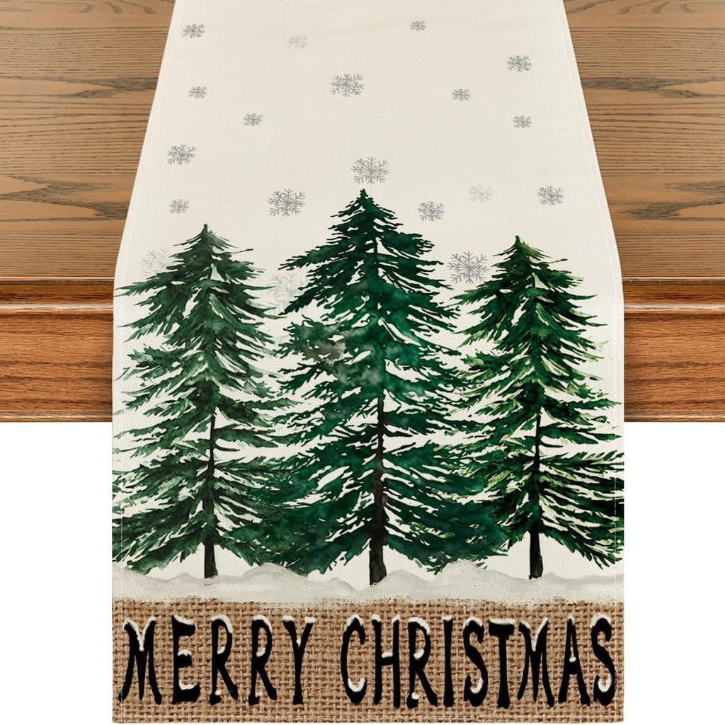 Green Pine Trees Table Runner - Seasonal Decor