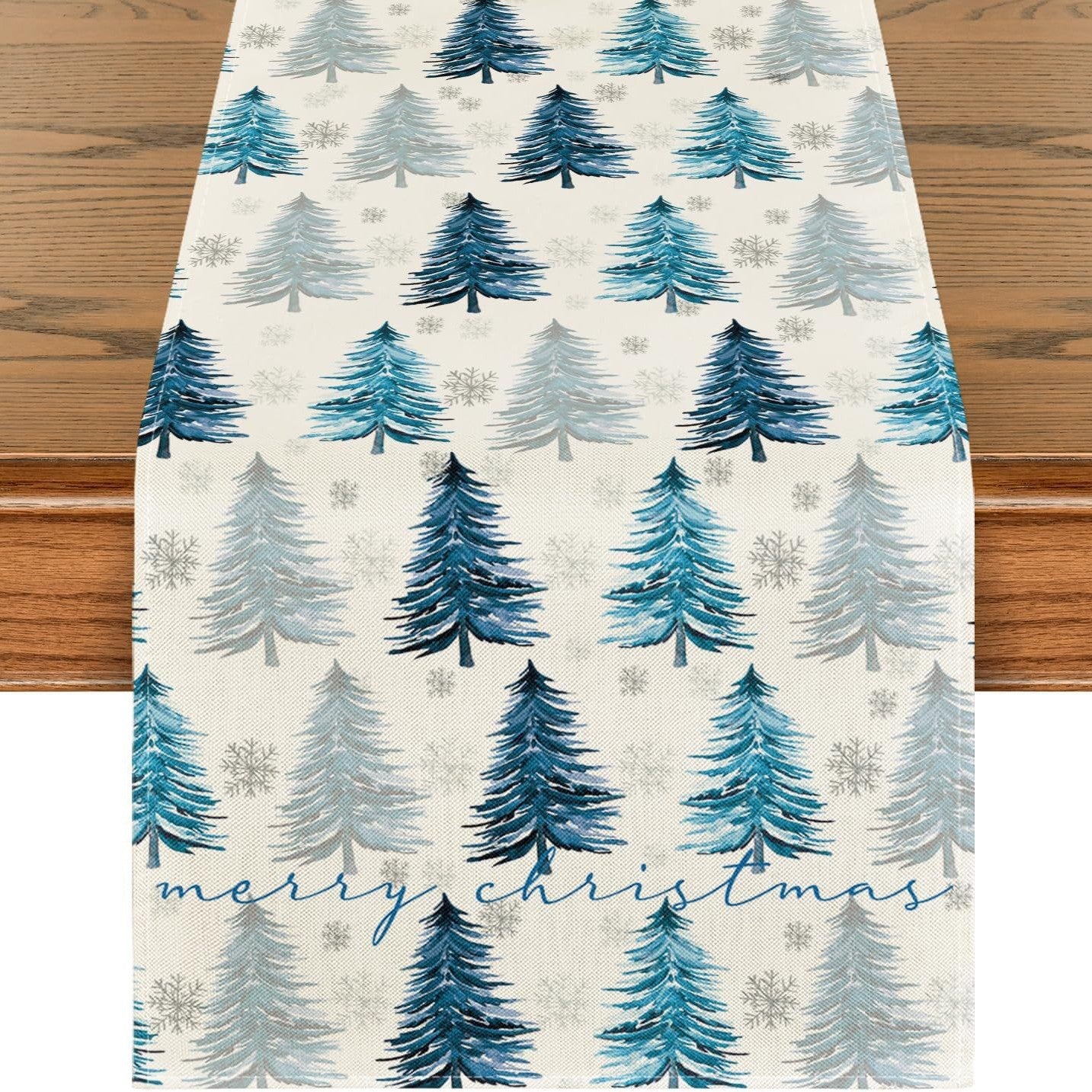 Blue Hues Trees Table Runner - Seasonal Decor