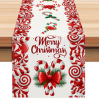Merry Christmas Cany Cane Table Runner - Seasonal Decor