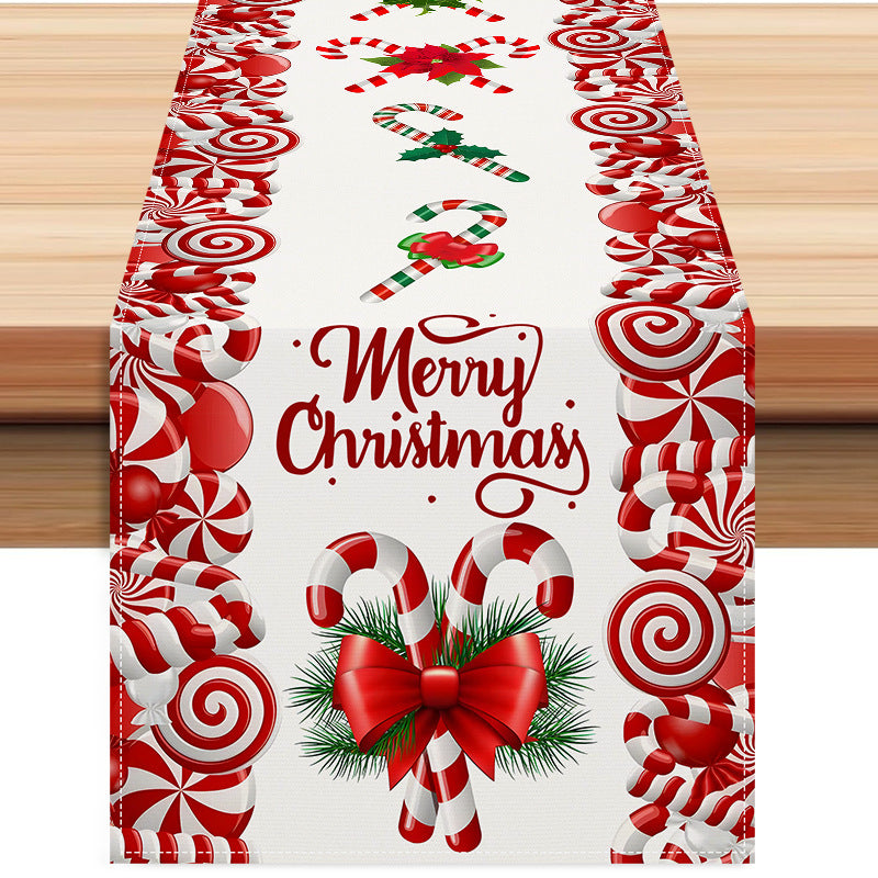 Merry Christmas Cany Cane Table Runner - Seasonal Decor