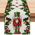 Holly Nutcracker Table Runner - Seasonal Decor