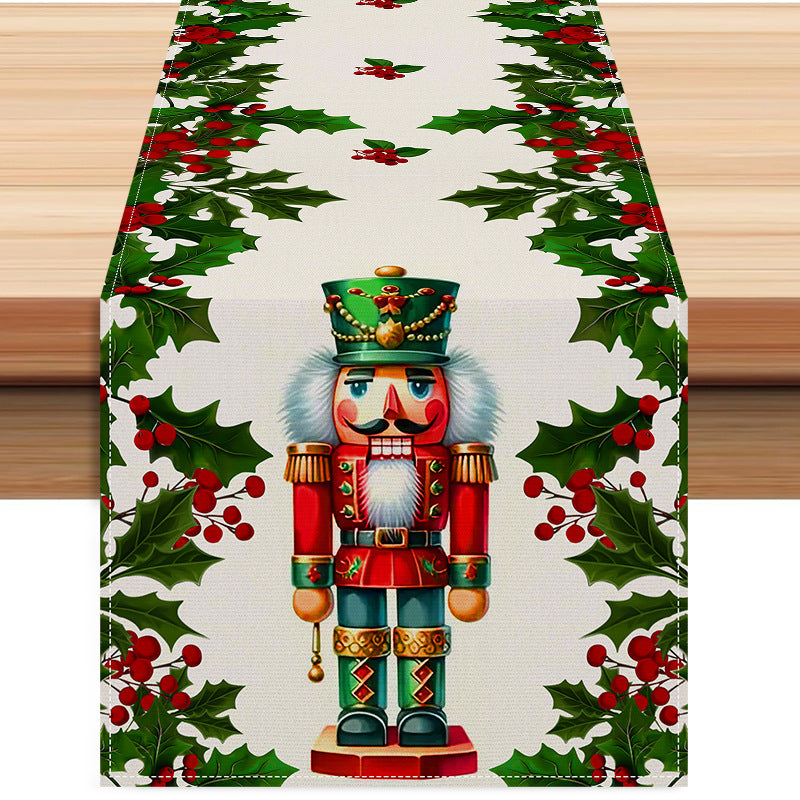 Holly Nutcracker Table Runner - Seasonal Decor