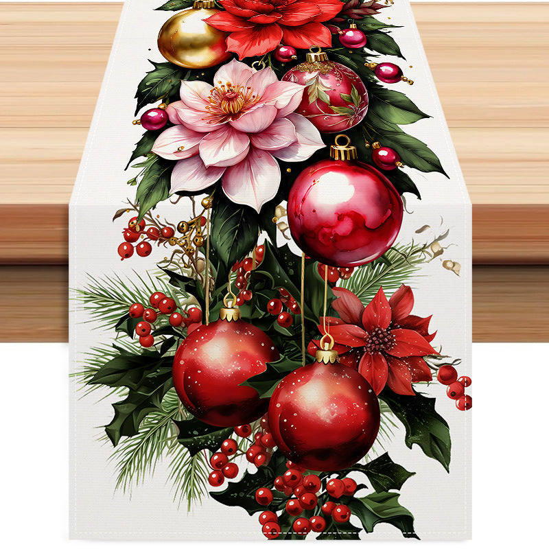Flower And Baubles Table Runner - Seasonal Decor