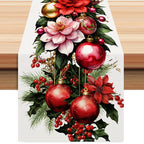 Flower And Baubles Table Runner - Seasonal Decor