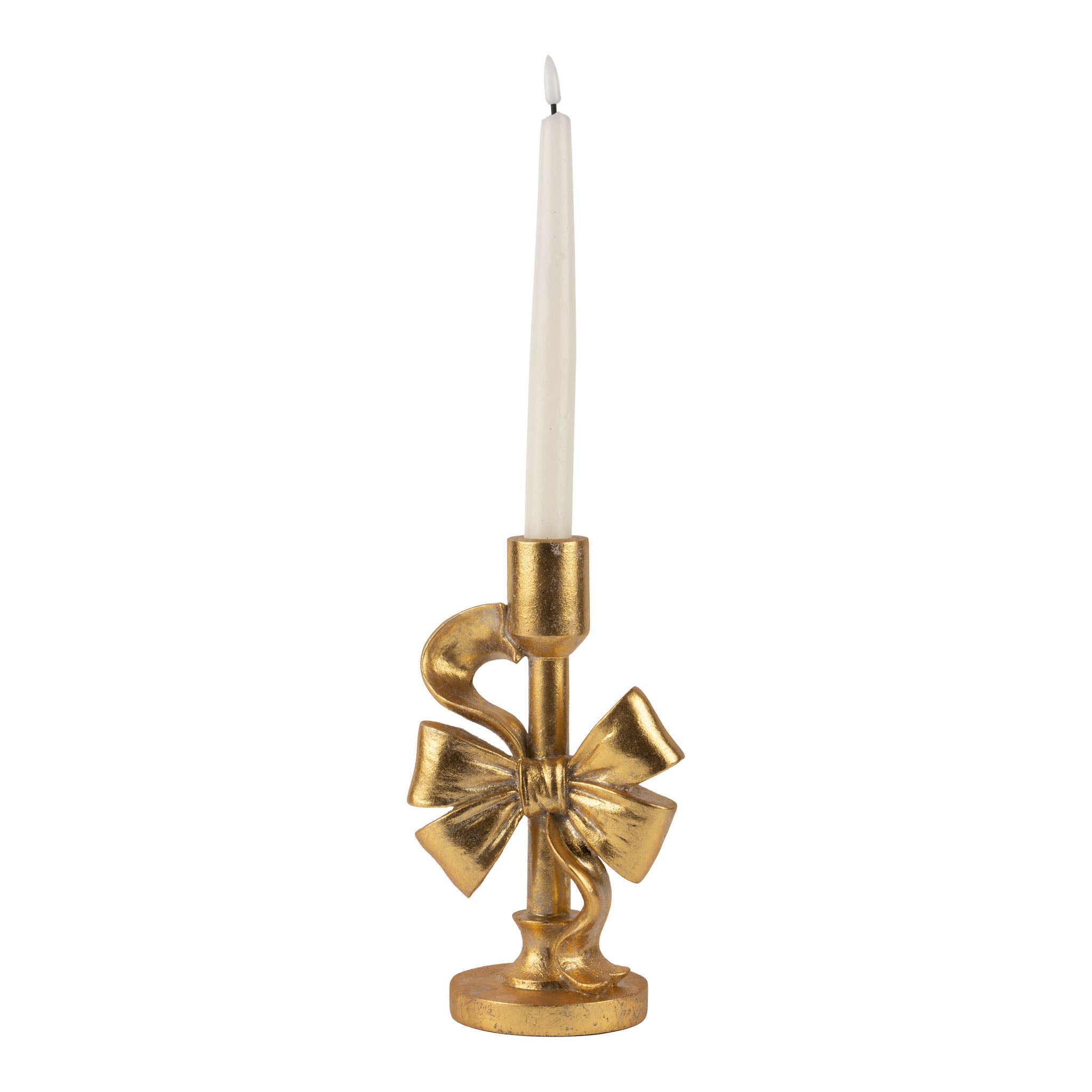 23cm Luxe Gold Ribbon Candle Holder - Seasonal Decor