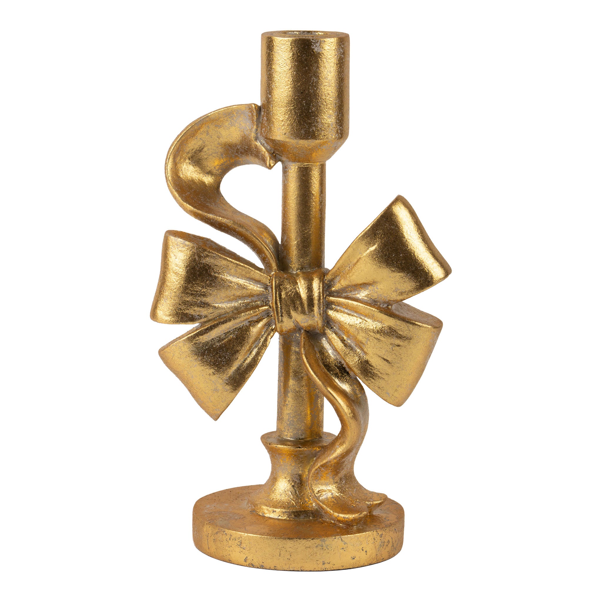 23cm Luxe Gold Ribbon Candle Holder - Seasonal Decor