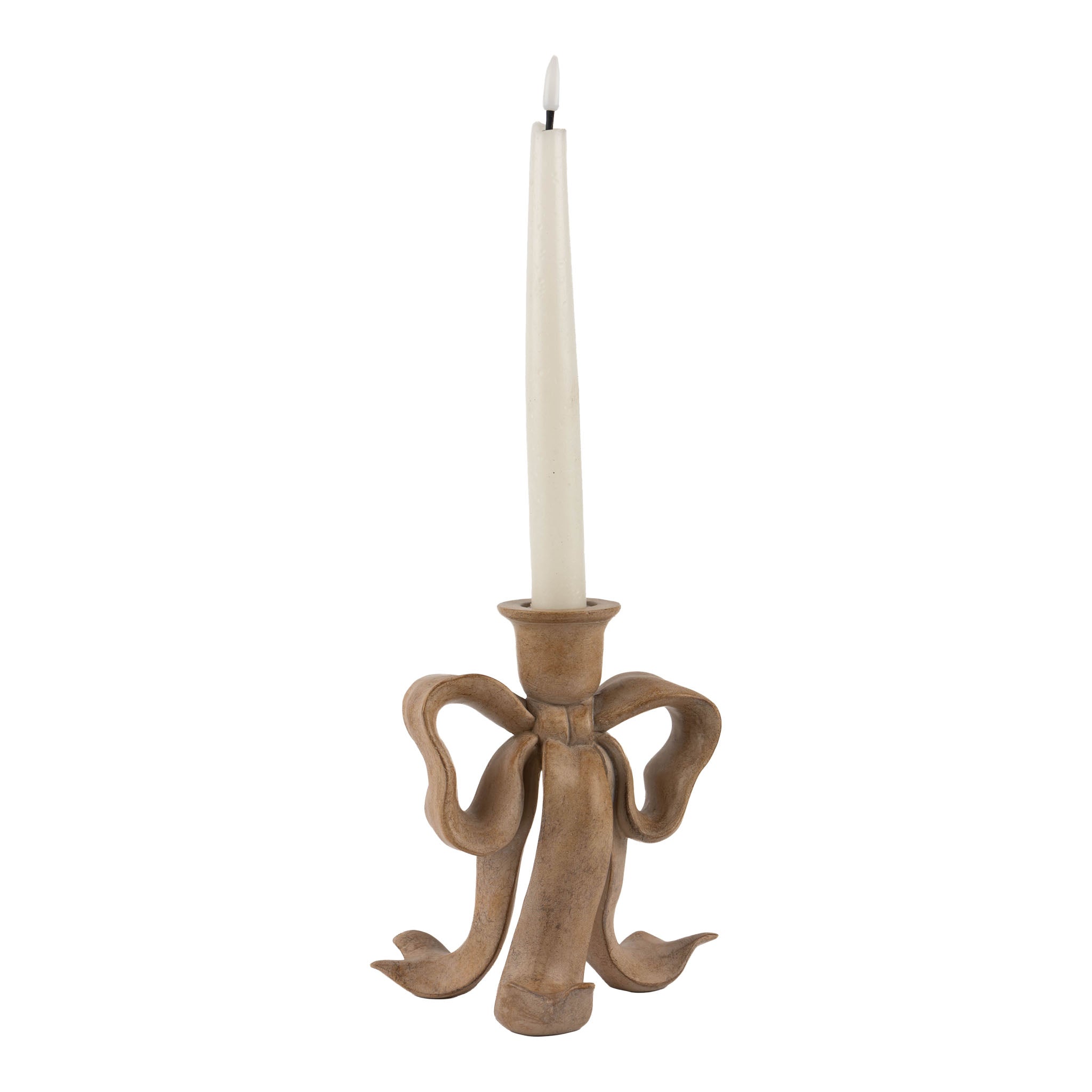 16.8cm Small Bow Natural Candle Holder - Seasonal Decor