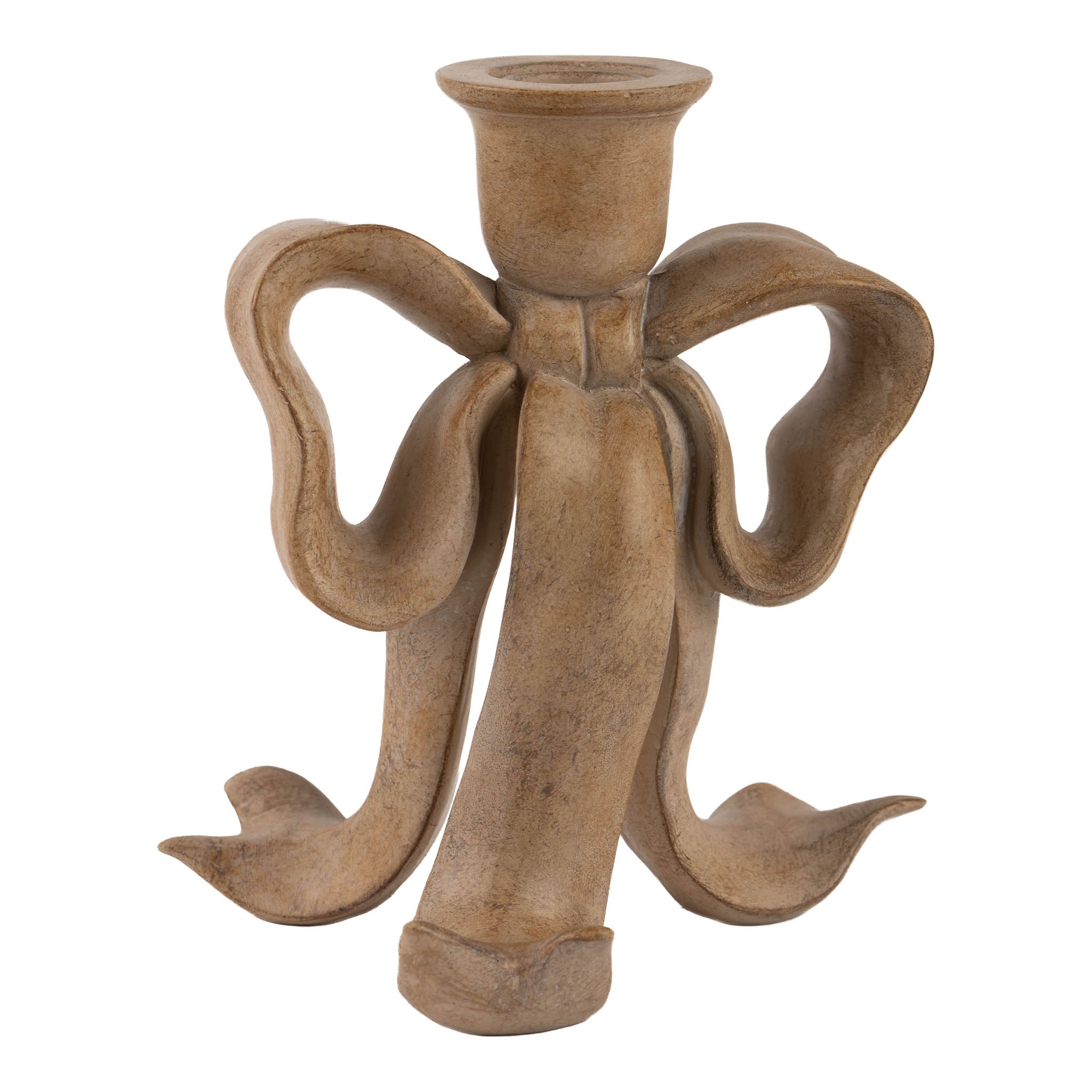 16.8cm Small Bow Natural Candle Holder - Seasonal Decor
