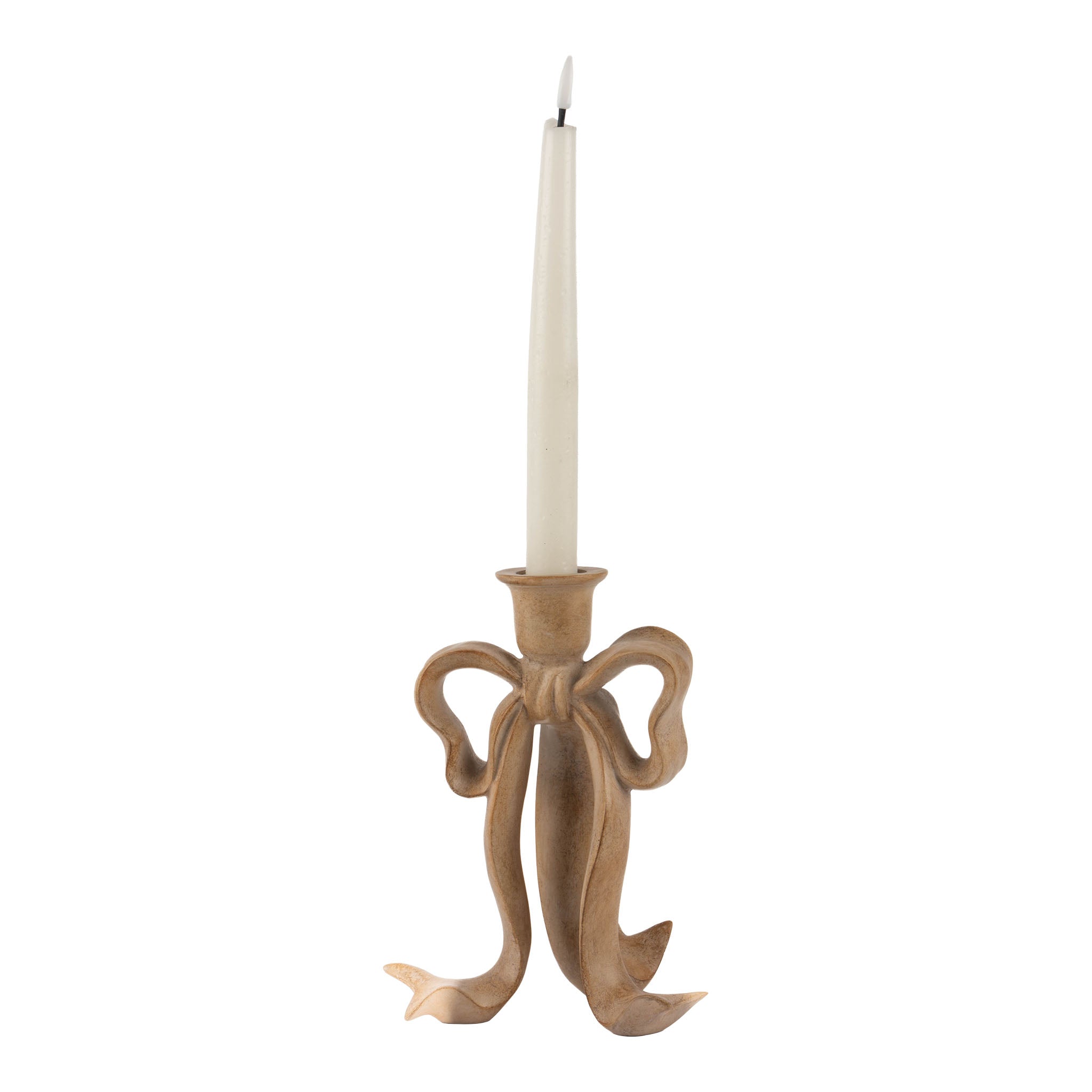 19.7cm Large Bow Natural Candle Holder - Seasonal Decor